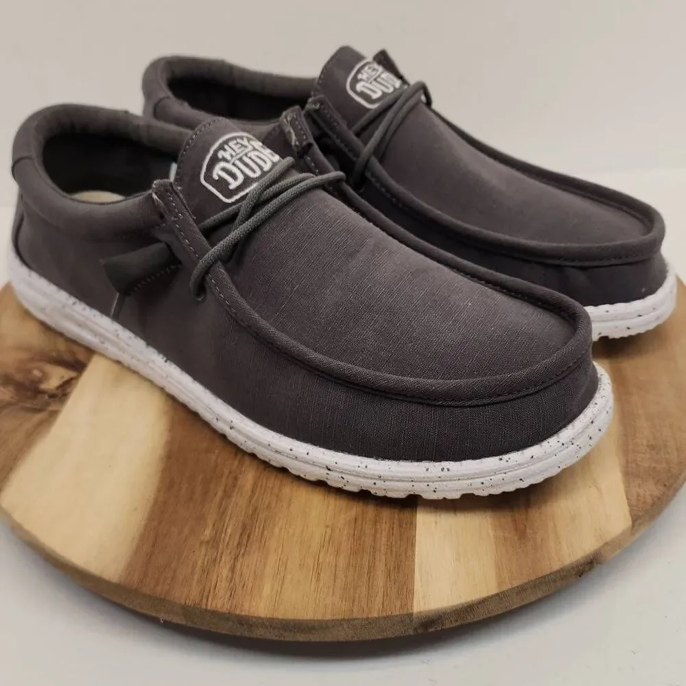 Hey Dude Wally SLUB Canvas Gray Mens Shoes Size 11 - Picture 3 of 11